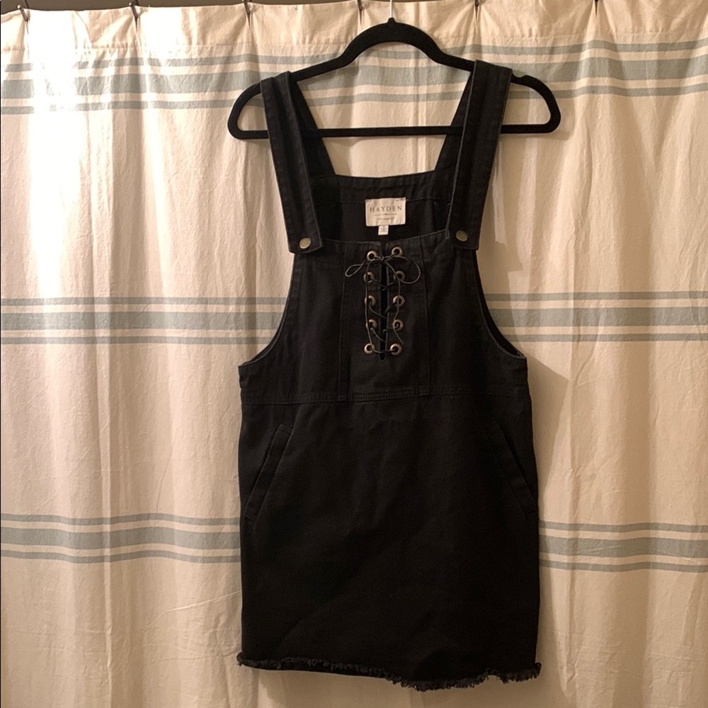 Black Denim Overall Dress. Hayden Brand. Size Small.